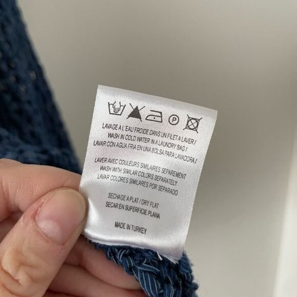 SANDRO Blue Sweater Chunky Open Knit Crochet Size 1 US SMALL - Picture 7 of 10